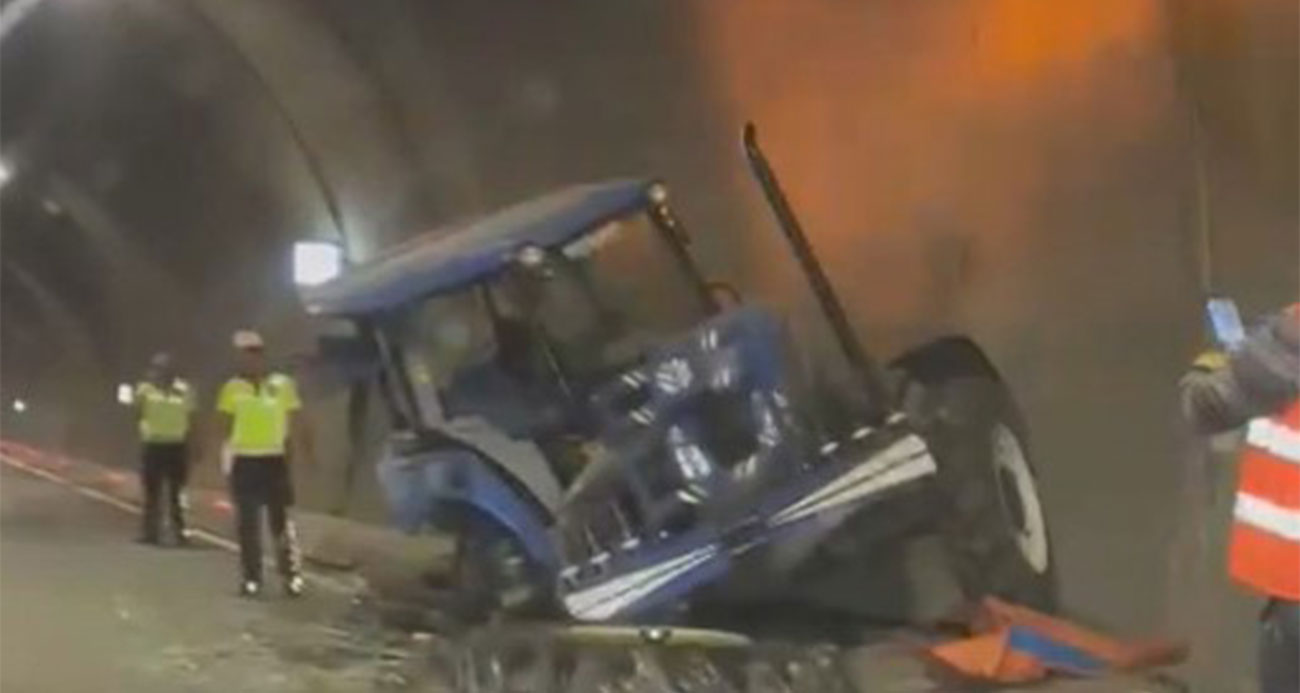 Tünel içerisinde tır ile traktör çarpıştı: 2 yaralı