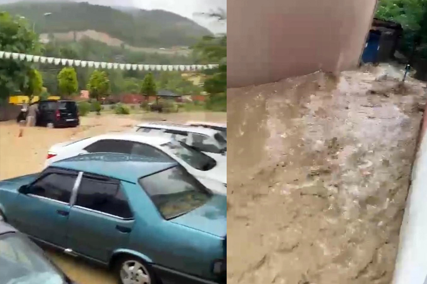 Kuvvetli yağış beldede hayatı olumsuz etkiliyor