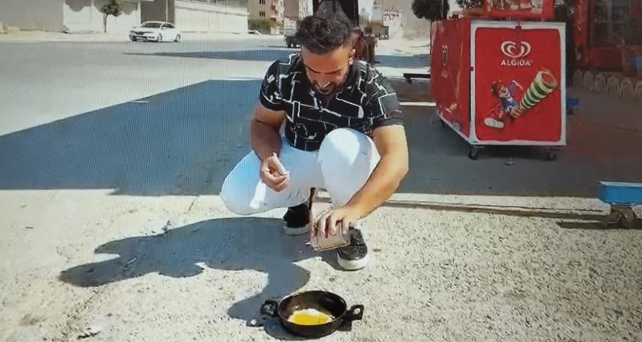 Güneşte kızan yağda yumurta pişirdi