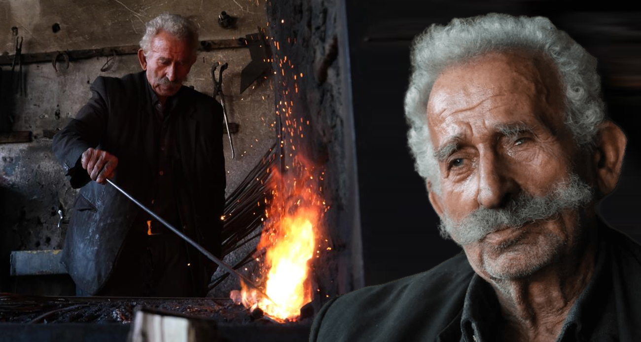Tek gözünü verdiği demircilik mesleğini 73 yıldır usanmadan yapıyor