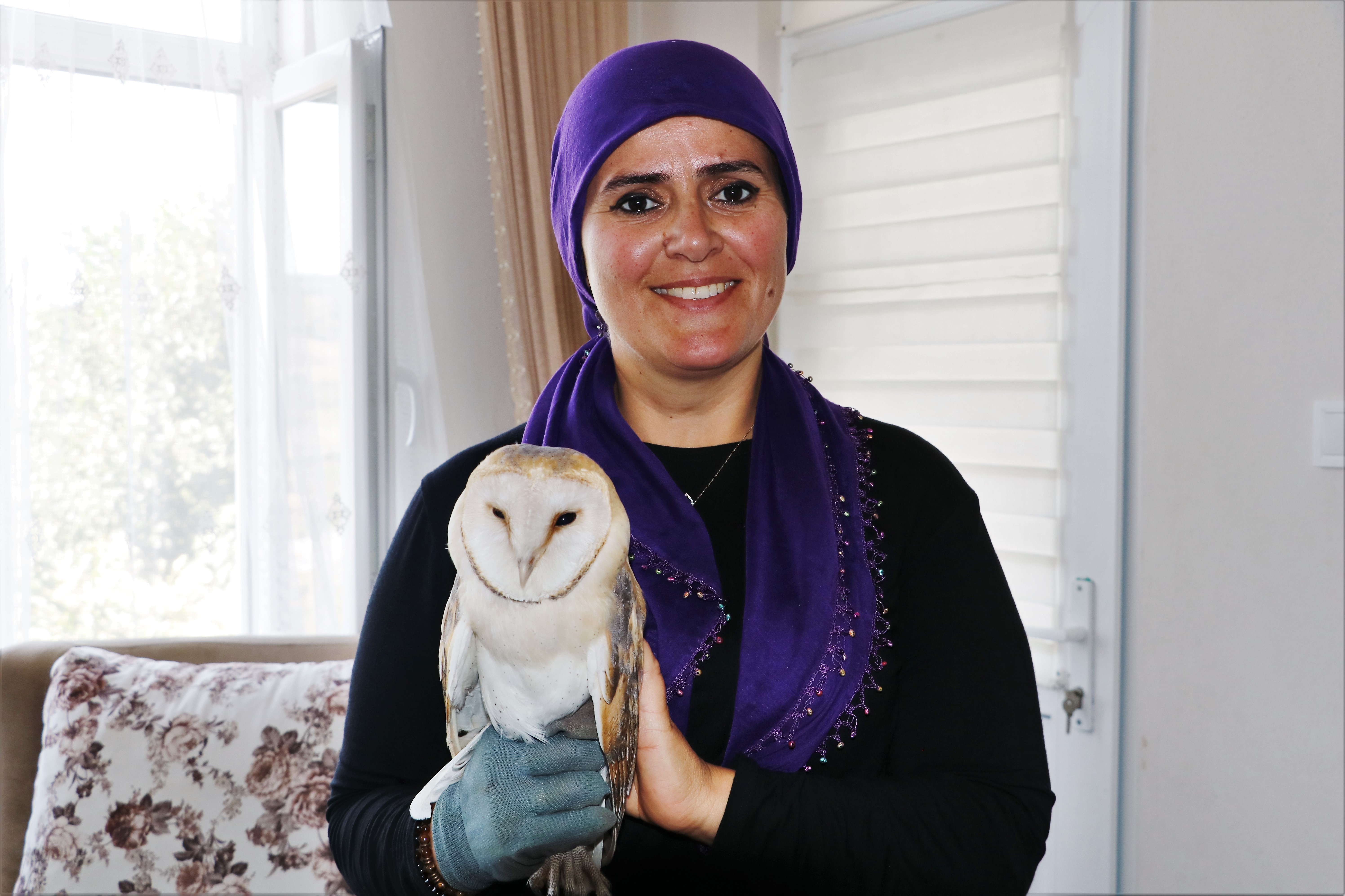 Nesli tükenmek üzere olan peçeli baykuş ’talih kuşu’ olarak evlerine geldi