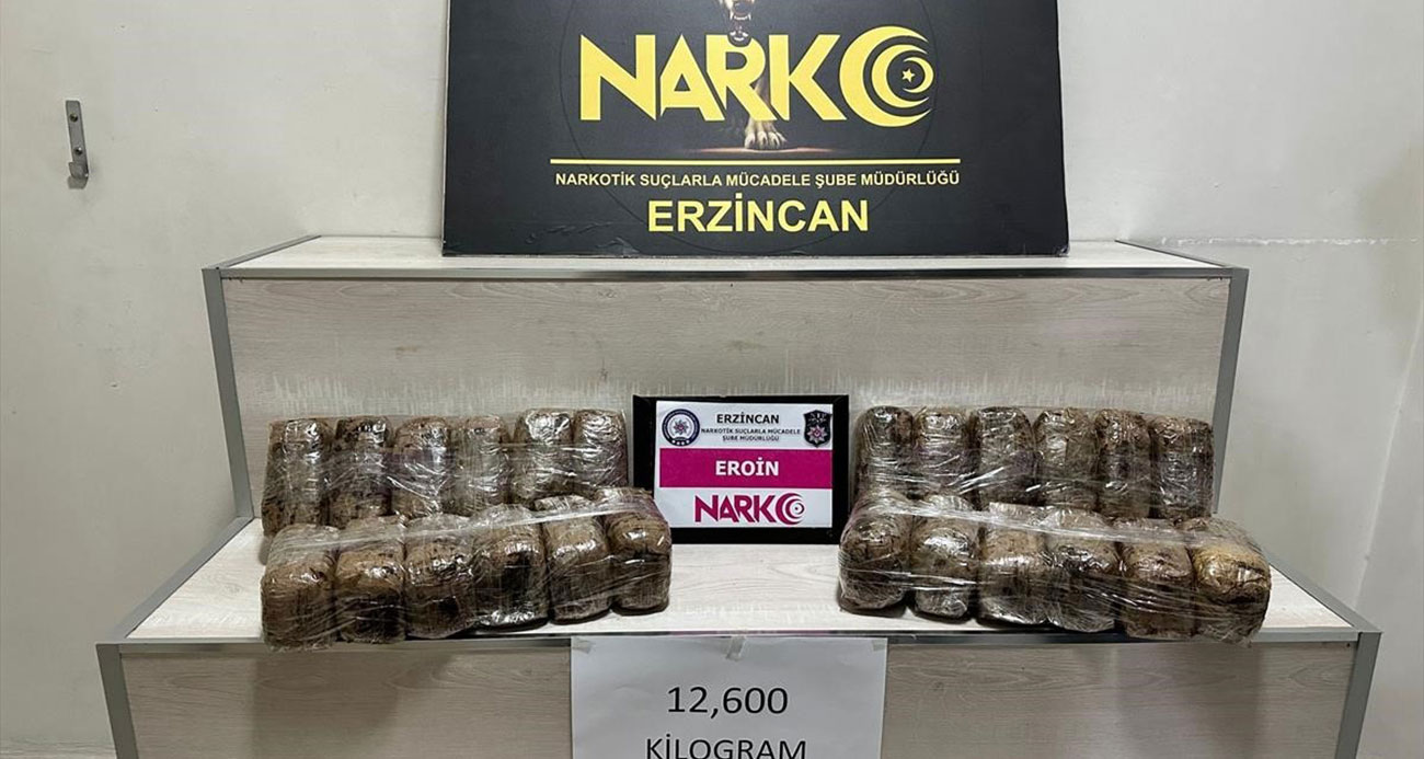 Erzincan’da 12 kilo 600 gram eroin ele geçirildi