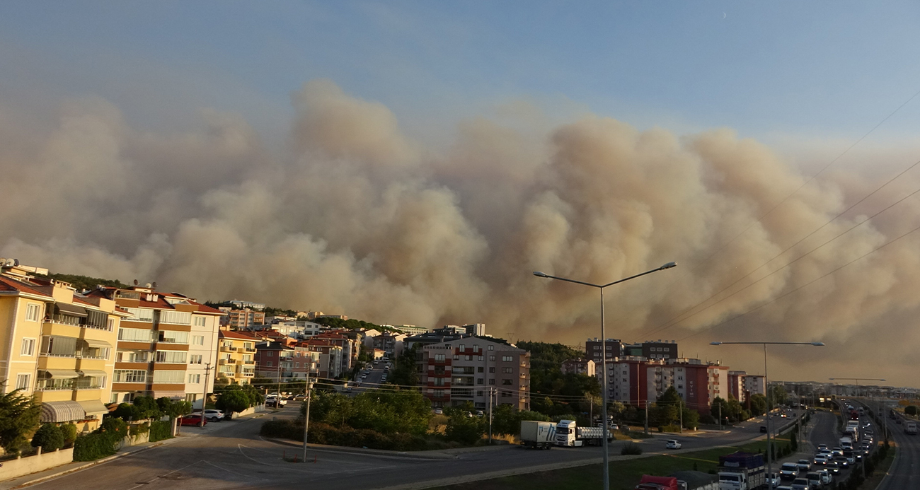 Çanakkale’de orman yangını nedeniyle şehir merkezi adeta dumanla kaplandı