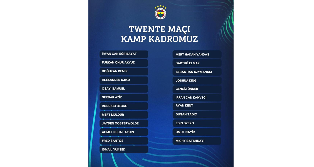 Fenerbahçe’nin Twente maçı kadrosu belli oldu