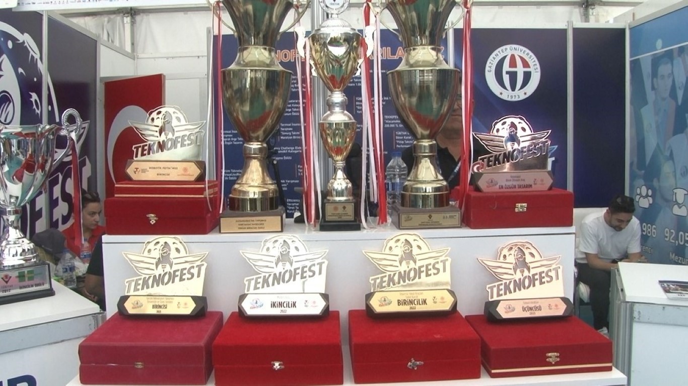 TEKNOFEST’te 1’inci olan depremzede öğrenciler ödüllerini Cumhurbaşkanı Erdoğan’dan aldı