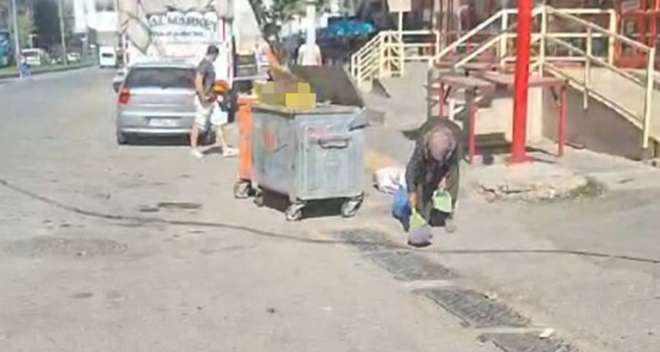 Yaşlı kadının çevre duyarlılığı