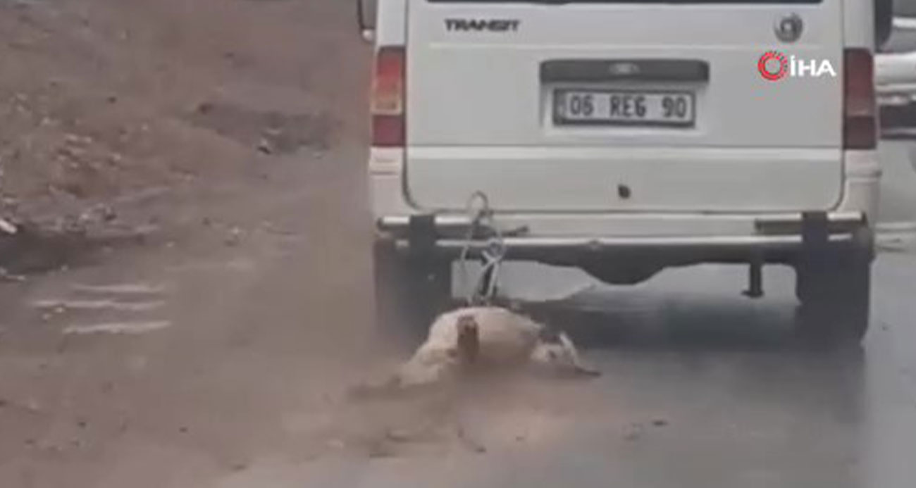 Kırıkkale’de dehşet anları kamerada: Köpeği kilometrelerce sürükledi