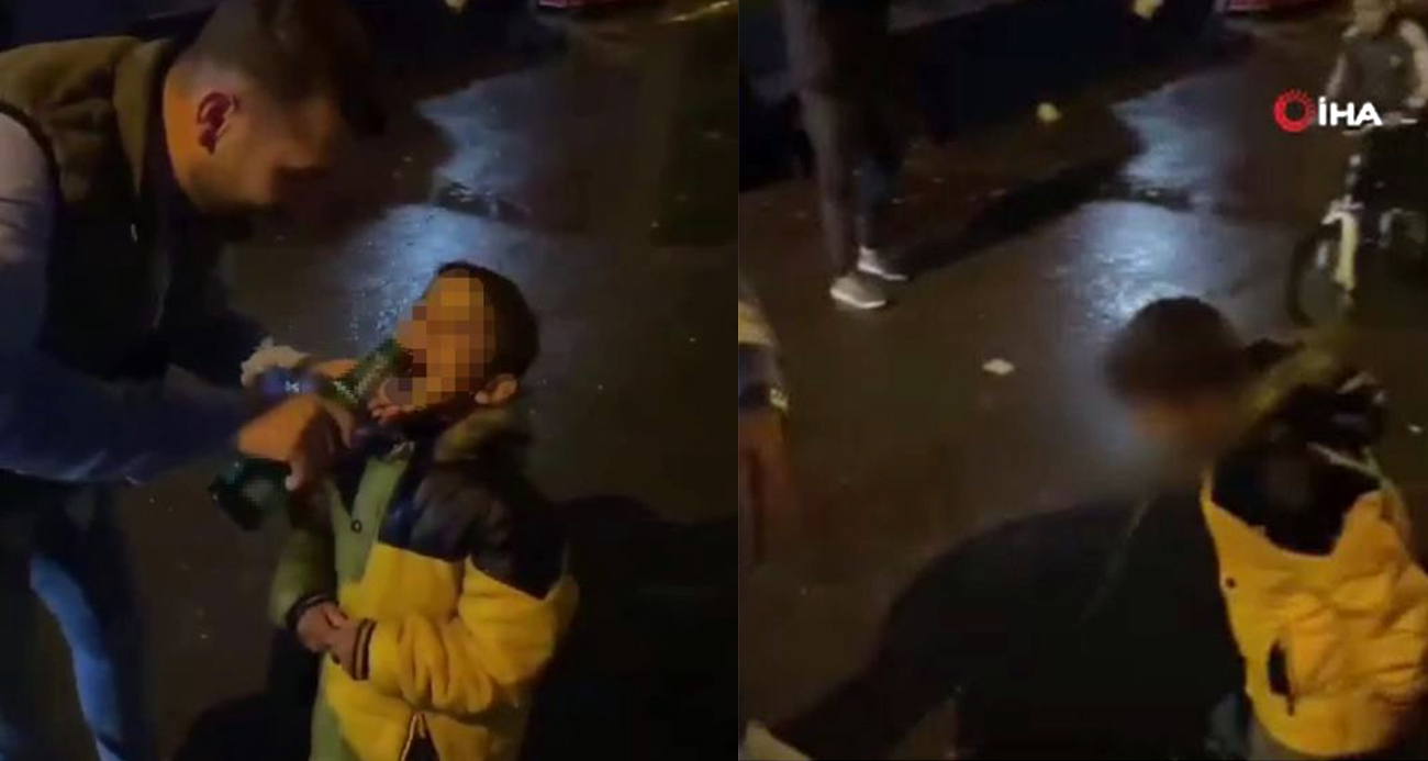 İstanbul’da skandal görüntü: Küçük çocuğa alkol içirip video çektiler
