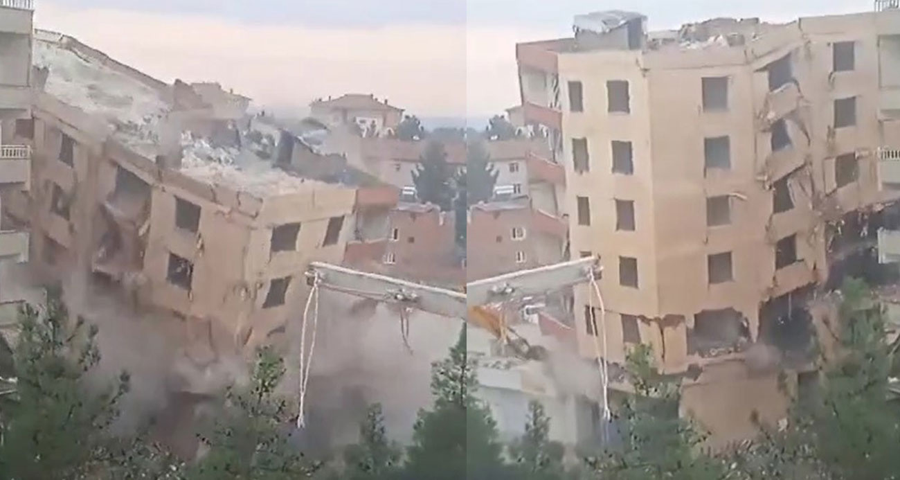 Diyarbakır’da ağır hasarlı bina yıkım esnasında çöktü