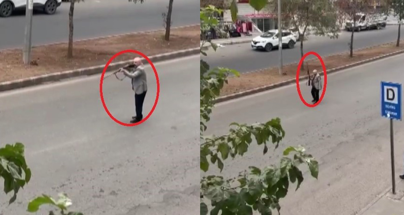 Elinde av tüfeğiyle yolu kapattı, hakaretler savurdu