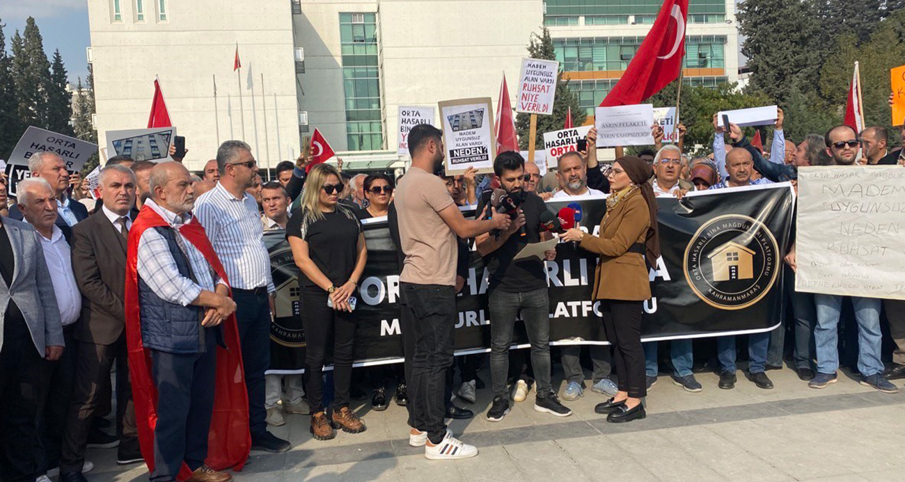 Kahramanmaraş’ta orta hasarlı bina sakinlerinden basın açıklaması