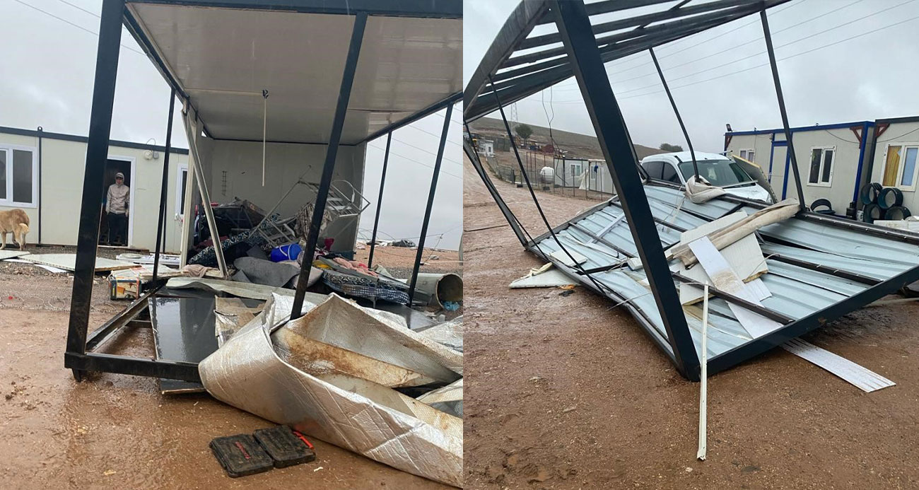 Siirt’te şiddetli fırtına işçilerin kaldığı konteynerleri devirdi