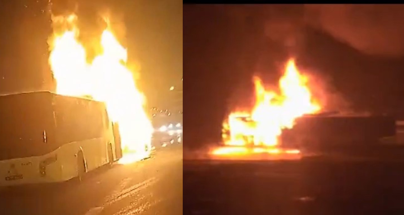 Basın Ekspres yolunda İETT otobüsü alev alev yandı