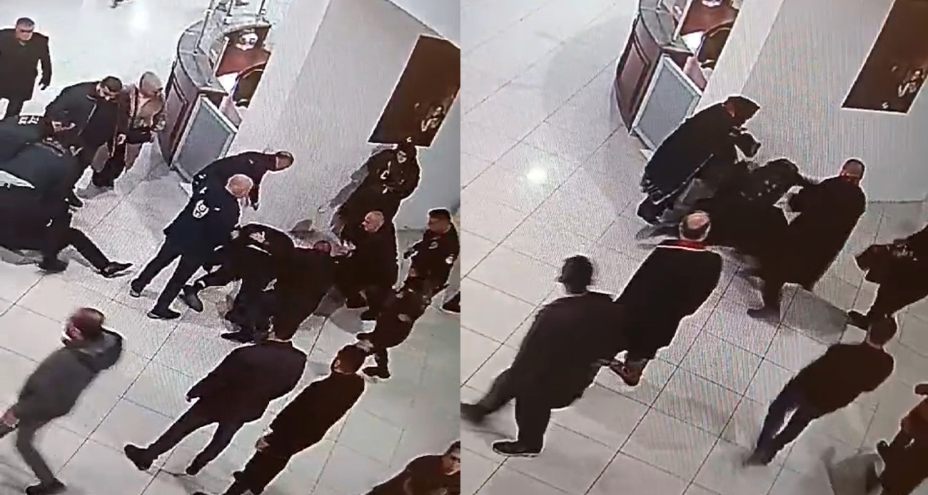 Kararın ardından avukatın darp edildiği anlar kamerada