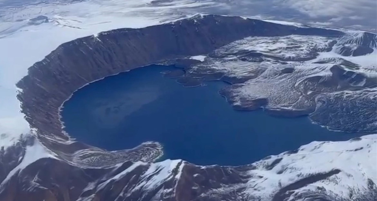 Nemrut Kalderası’nda muhteşem kar görüntüleri