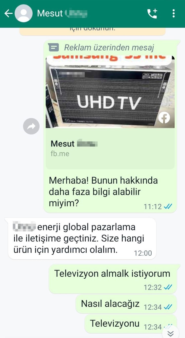 Televizyon siparişi verdi, bez geldi