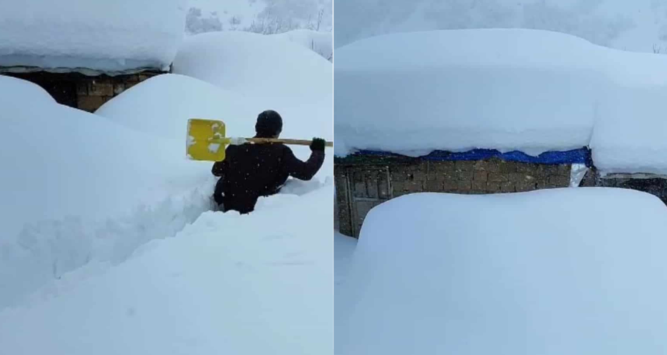 Şemdinli’de evler kara gömüldü