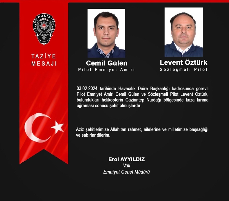 Gaziantep'te polis helikopteri düştü: 2 pilot şehit oldu