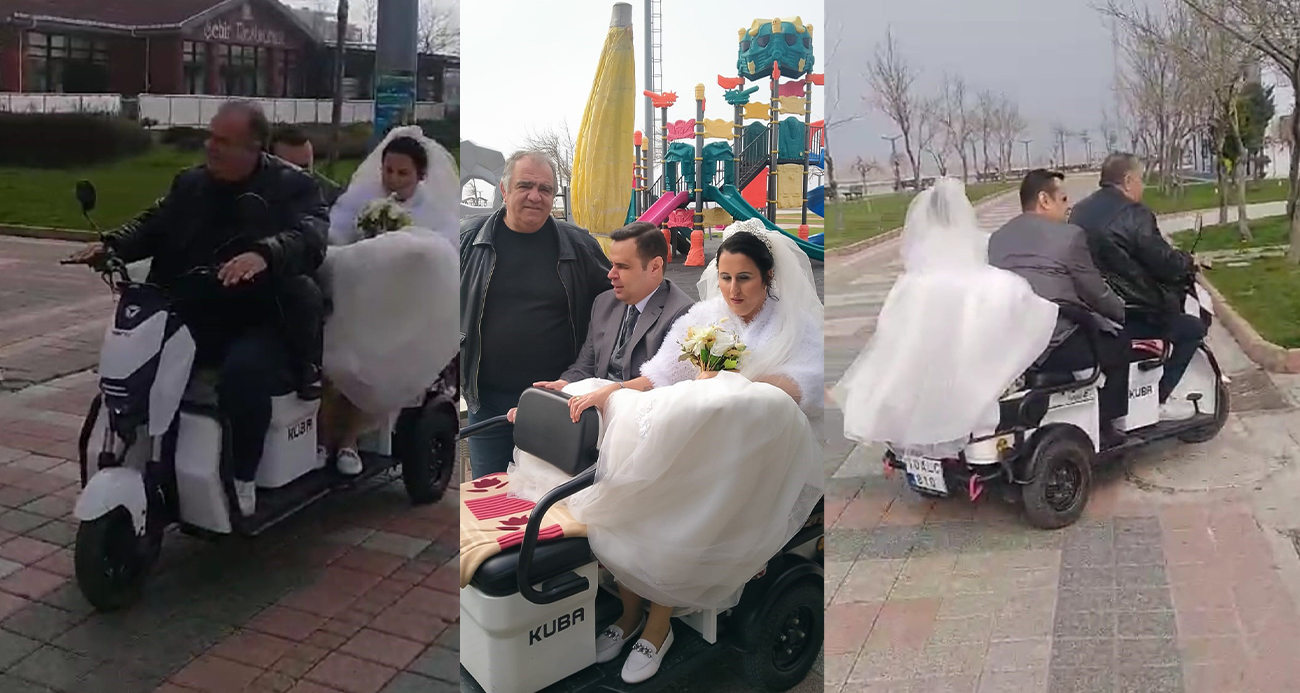 Elektrikli scooter gelin arabasına dönüştü