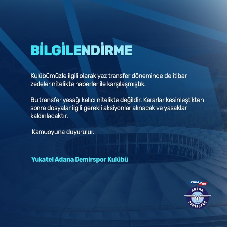 Adana Demirspor’dan transfer yasağı açıklaması