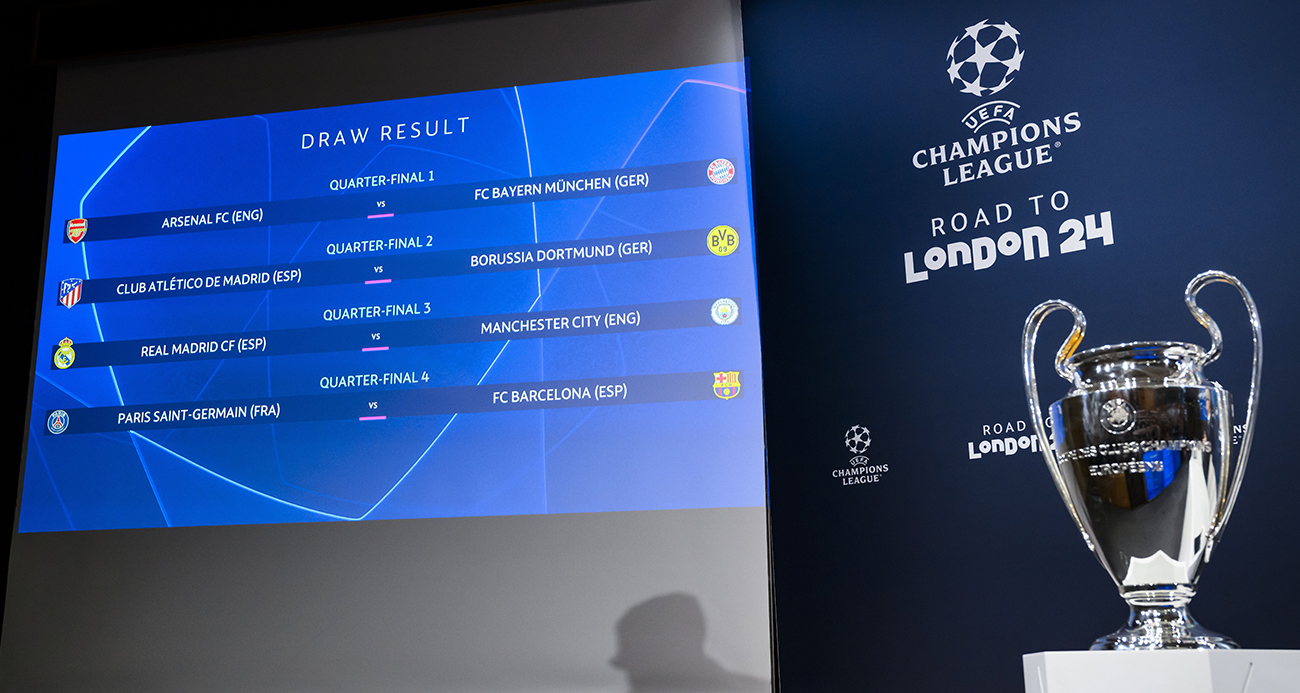 UEFA Şampiyonlar Ligi’nde çeyrek final ve yarı final eşleşmeleri belli oldu