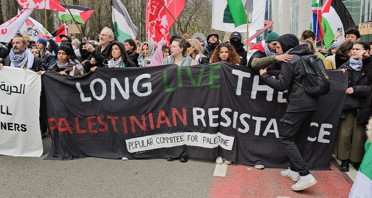 Brüksel&#039;de Gazze&#039;ye destek protestosu