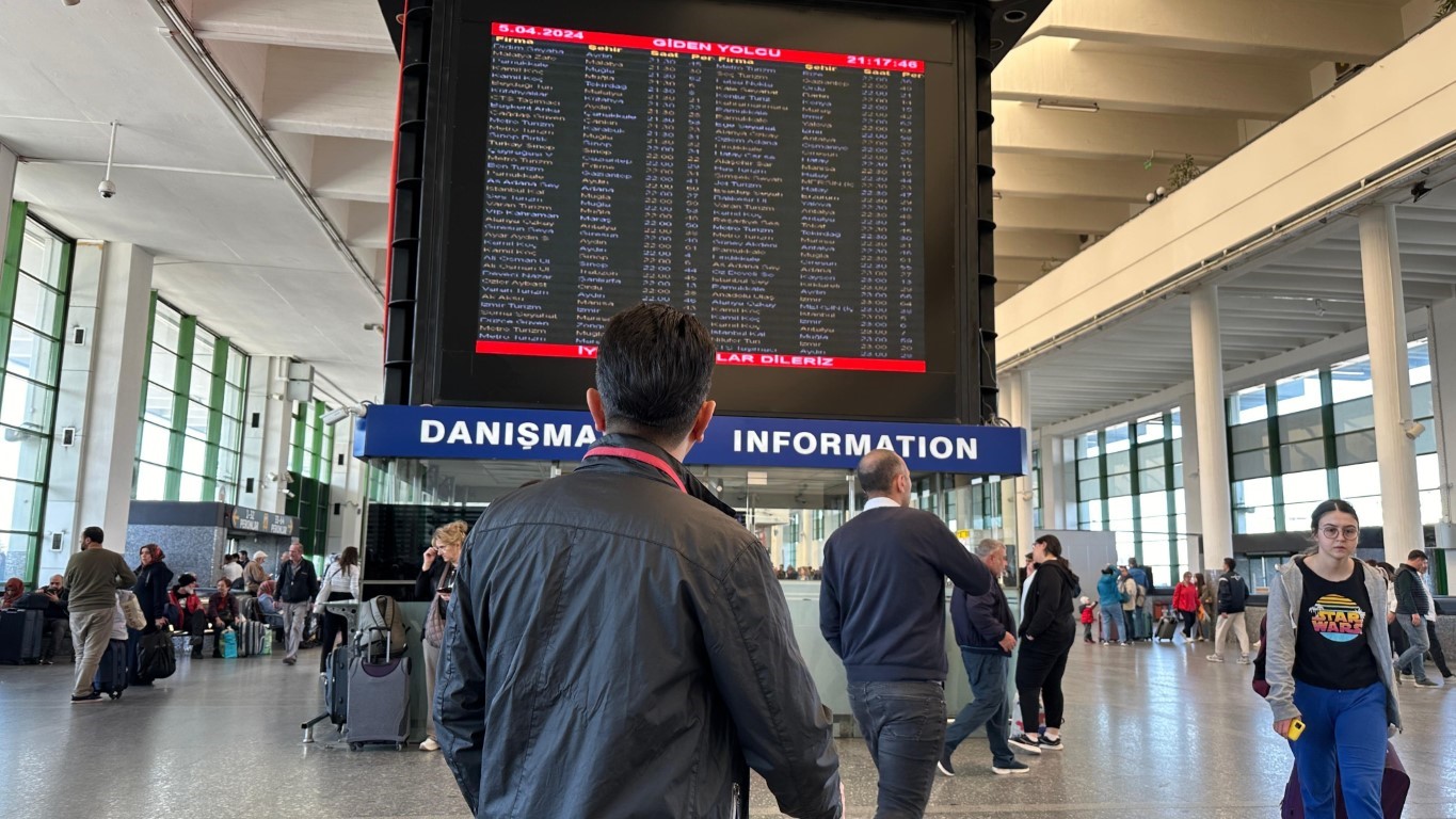 Başkentteki otogar yoğunluğu havadan görüntülendi