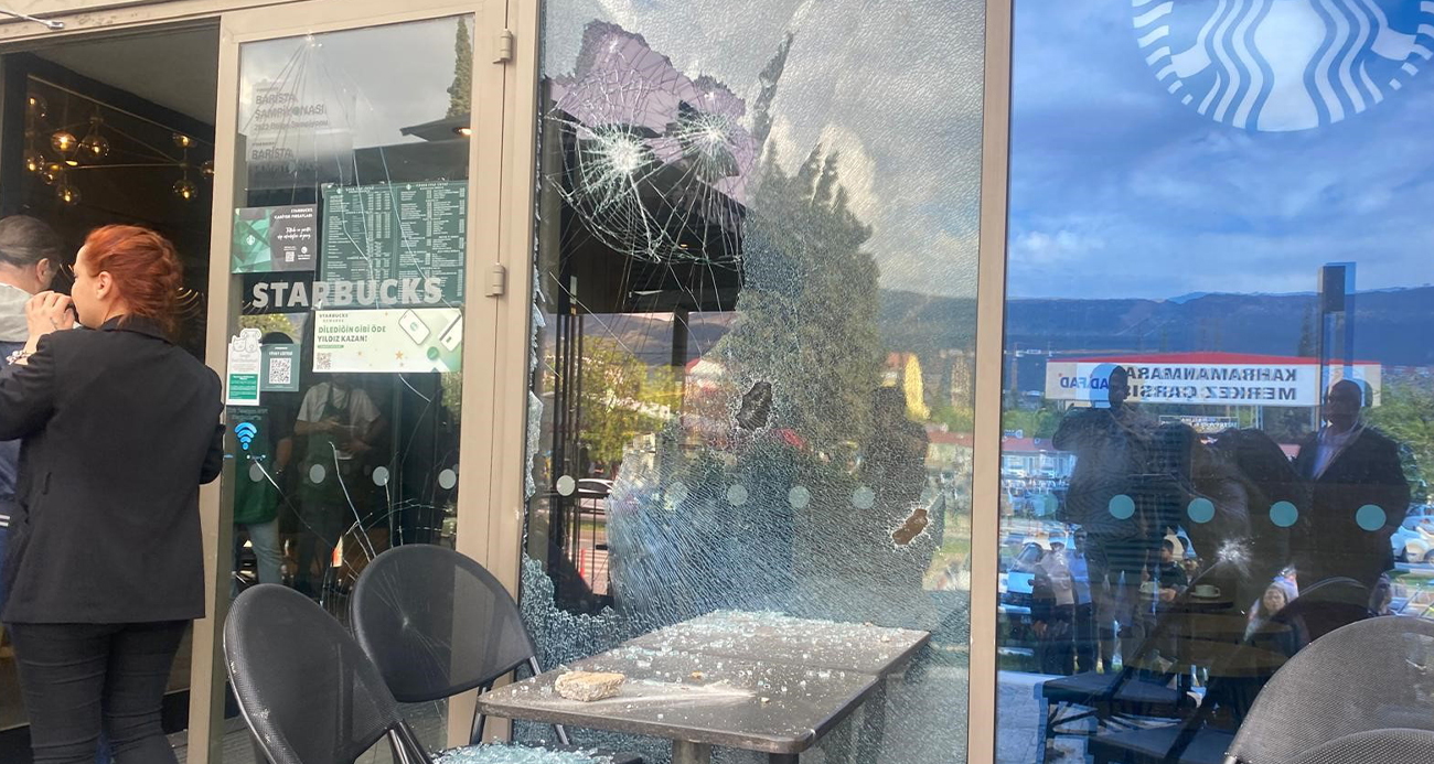 Kahramanmaraş’ta Starbucks’a taşlı silahlı saldırı: 1 yaralı