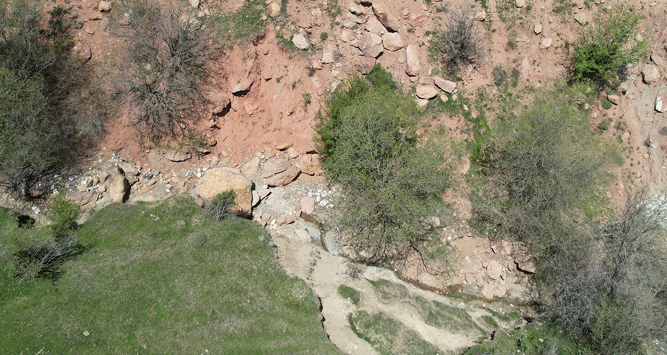 Tokat’ta kırılmanın olduğu fay hattı dron ile görüntülendi