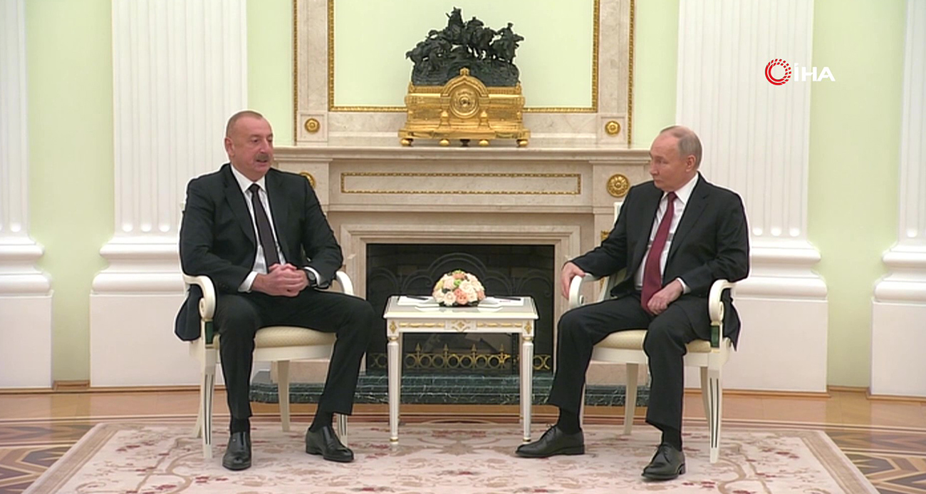 Azerbaycan Cumhurbaşkanı Aliyev ile Rusya Devlet Başkanı Putin bir araya geldi