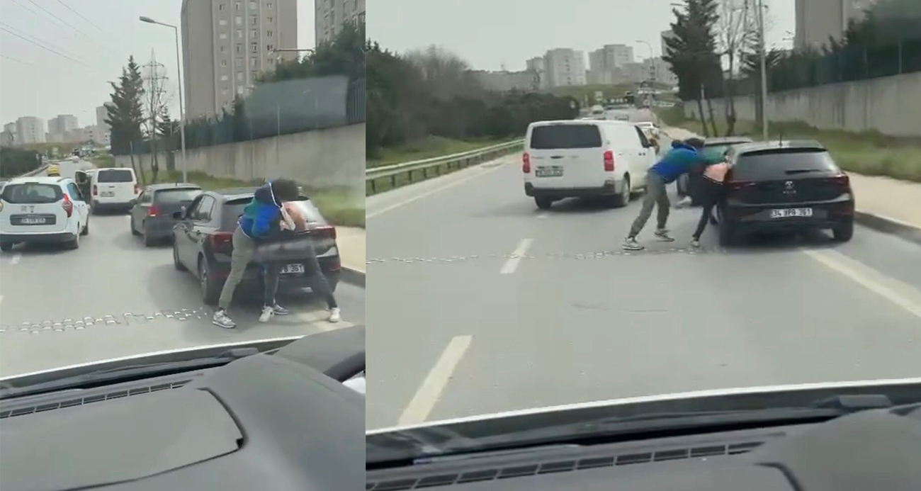 İstanbul’da trafikte boks ringini aratmayan kavga kamerada: Karşısındakini yumrukladı