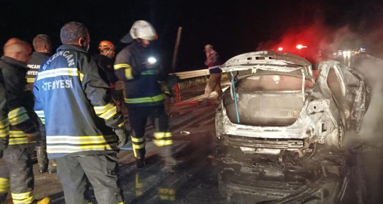 Erzincan’da 1 kişi yanan araçta can verdi
