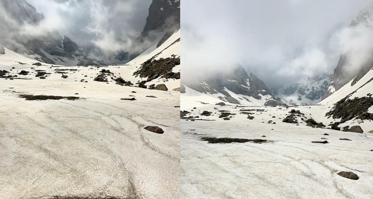 Saatlerce çektiği karlı dağların doğası mest etti: Görüntüler Alpler ve Himalayalar’ı aratmadı
