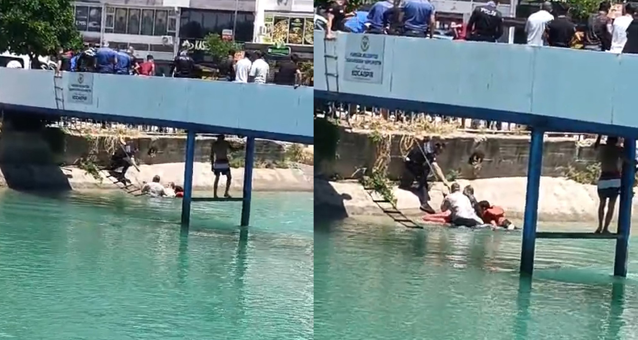 Adana’da polis vatandaş el ele can kurtardı