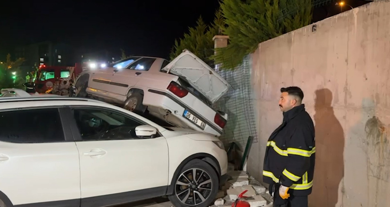 Alkollü sürücü dehşeti: Otomobiliyle araçların üzerine düştü