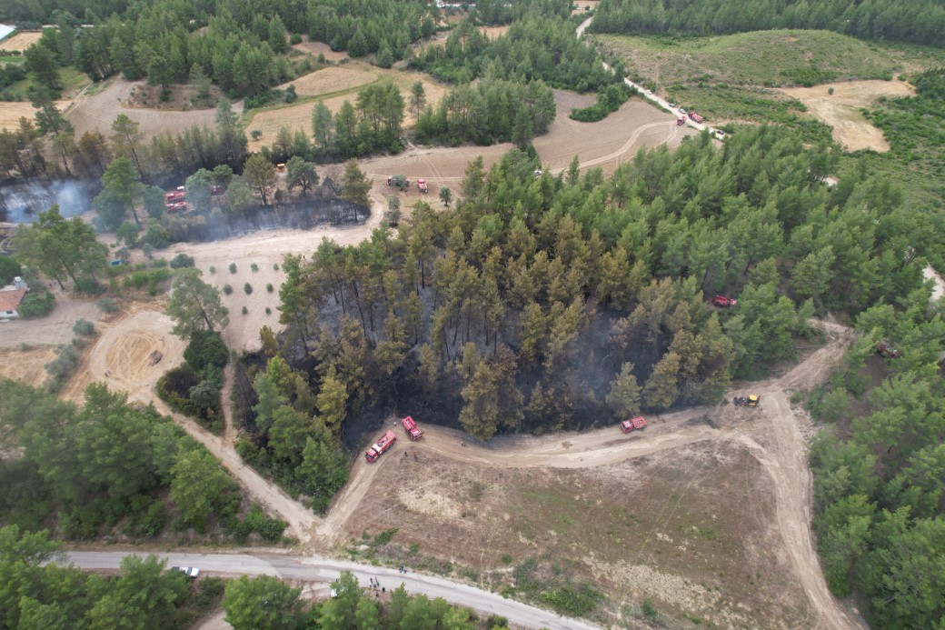 Arazide çıkan yangın ormana sıçradı, 25 dekar alan yandı