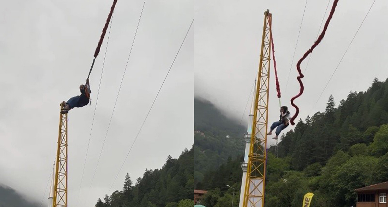 Uzungöl’de insan sapanında yürekleri ağza getiren kaza