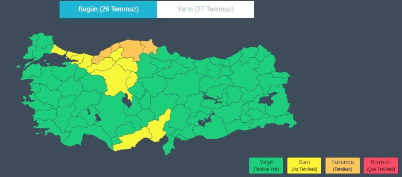 Meteoroloji'den İstanbul dahil 15 il için turuncu ve sarı kodlu uyarı
