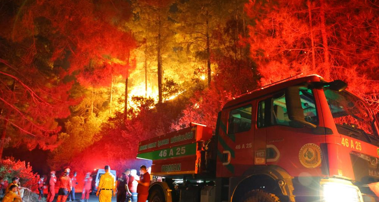 Kahramanmaraş’taki orman yangınına gece müdahalesi