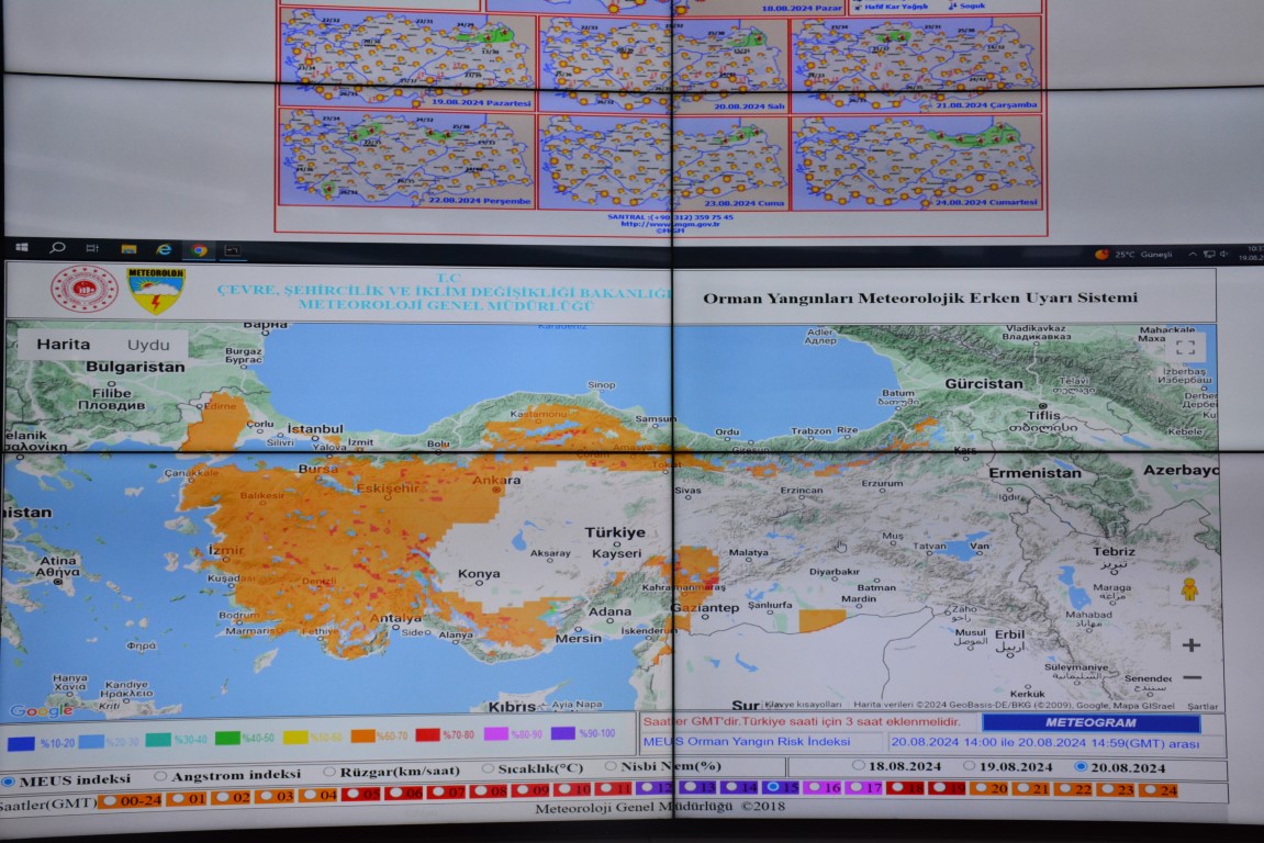 Yangın Yönetim Merkezi orman yangınlarına karşı teyakkuzda