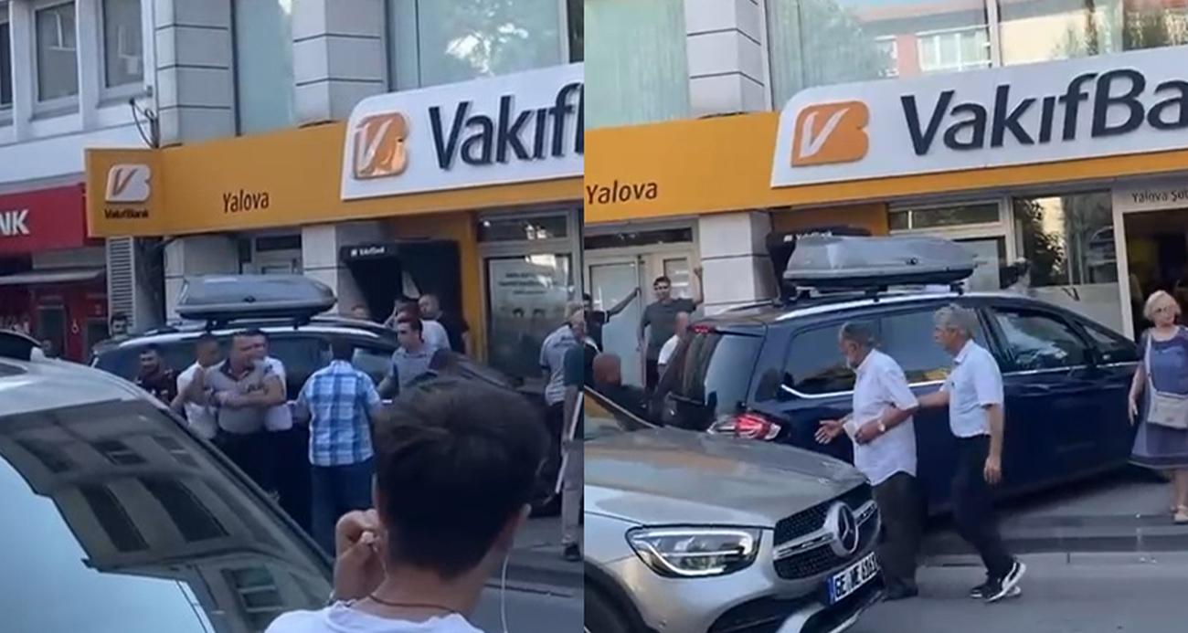 Yalova’da işlemi yapılmayınca bankanın önüne otomobilini çekti