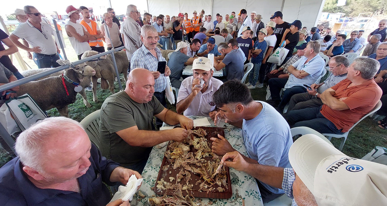 Bu da oğlak yeme yarışması: 10 kilo oğlağı çiğnemeden yediler