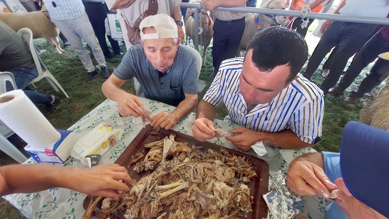 Bu da oğlak yeme yarışması: 10 kilo oğlağı çiğnemeden yediler