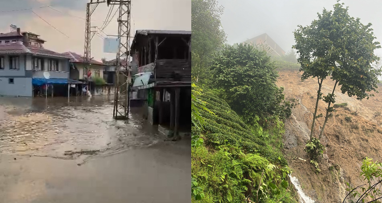 Rize’de şiddetli yağış sonrası heyelanlar meydana geldi
