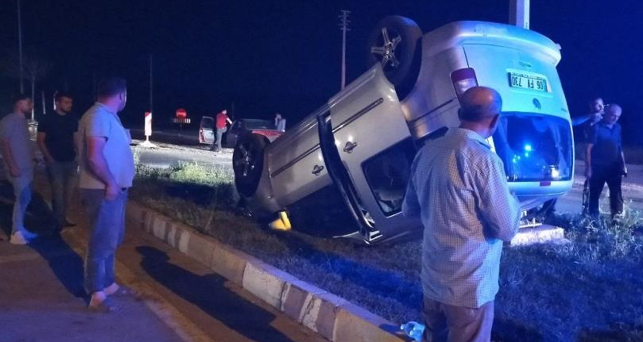 Kontrolden çıkan araç takla attı: 2’si çocuk 3 yaralı