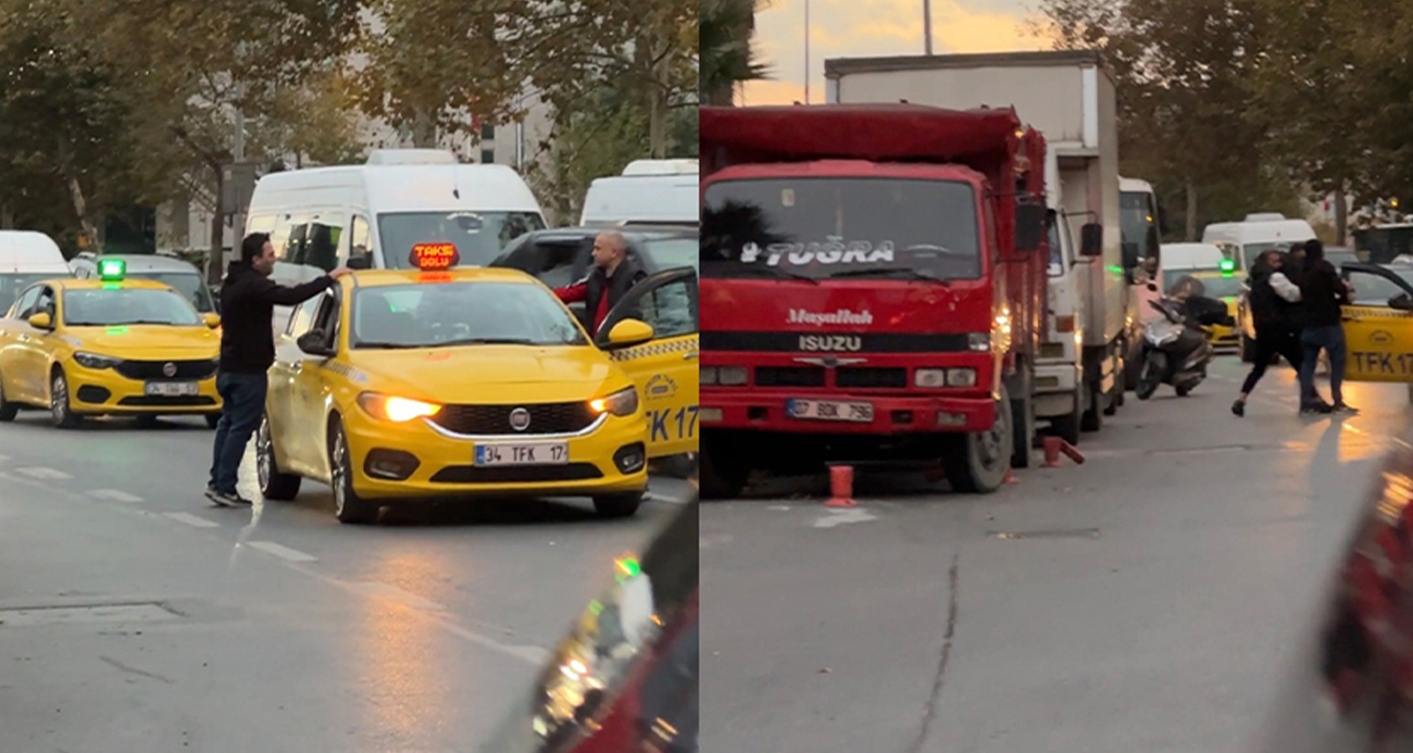 Beyoğlu’nda taksi durmayınca çılgına döndü, aracın aynasını kırdı