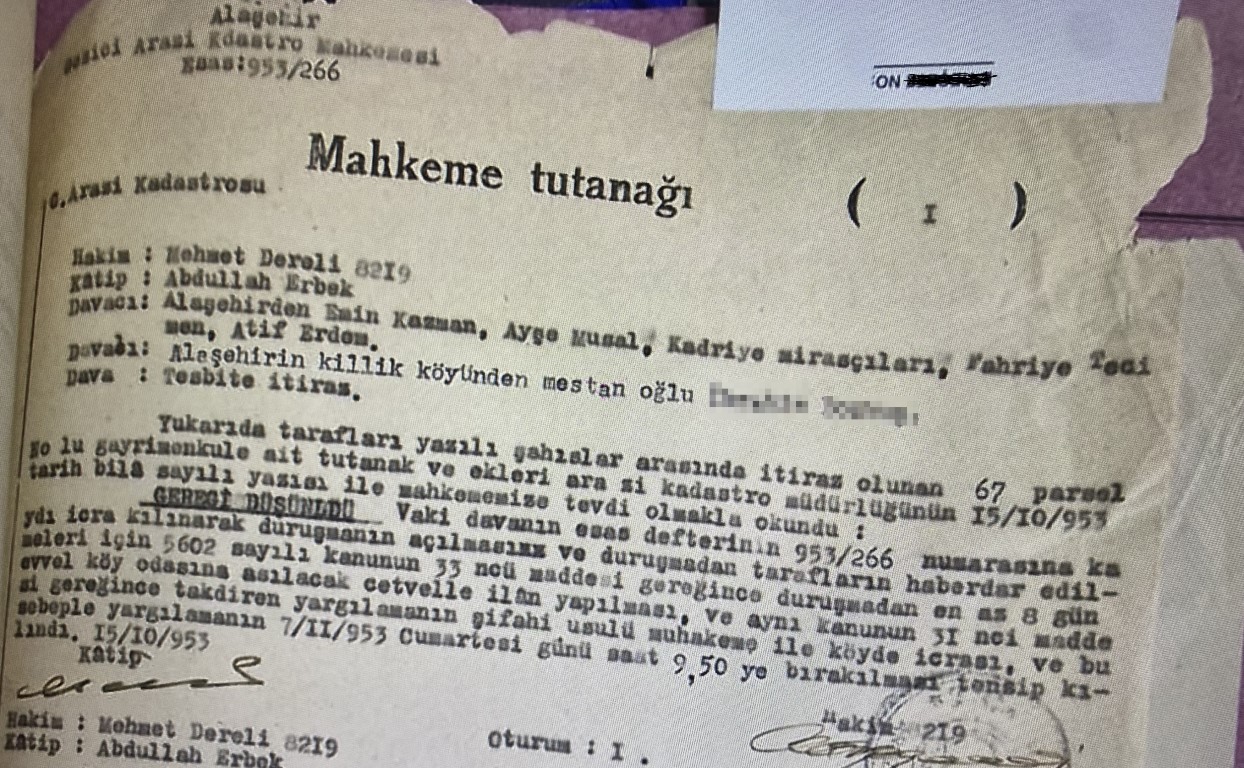 Açılan tapu davası 71 yıl sonra sonuçlandı