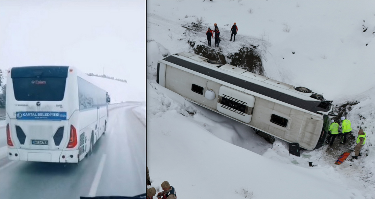 Erzincan’da kaza yapan otobüsün kaza yapmadan saniyeler öncesi görüntüsü ortaya çıktı