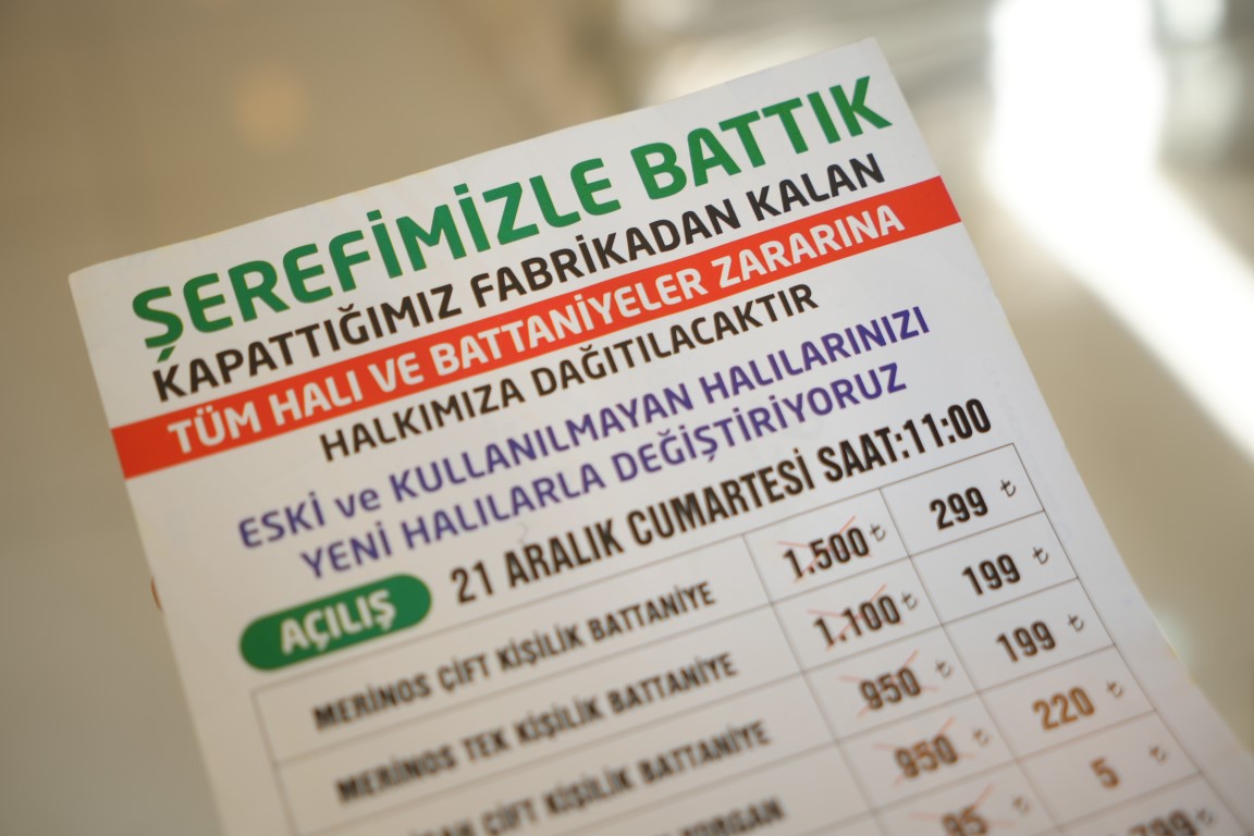 Şerefle batan fabrikanın malları