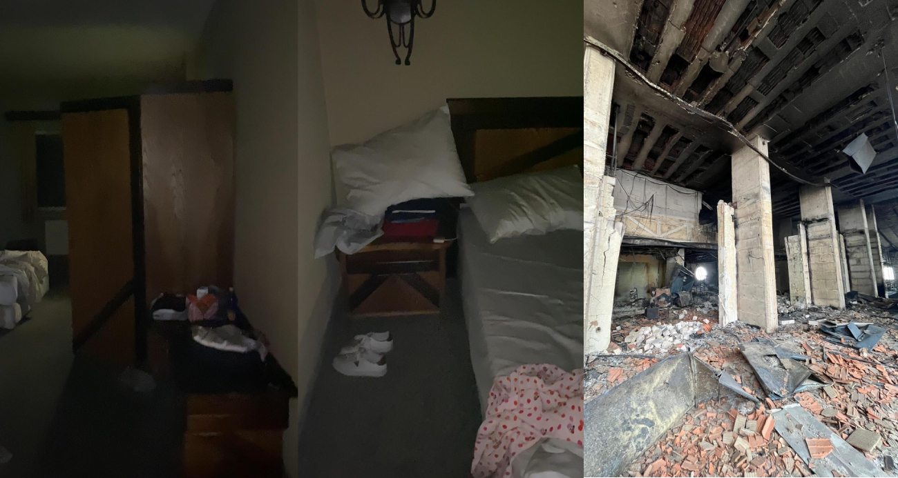 İşte kabus otelinin yangın merdiveni ve odaları